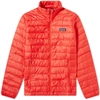 Patagonia Quilted Dwr-coated Ripstop Hooded Down Jacket In Fire/ Fire