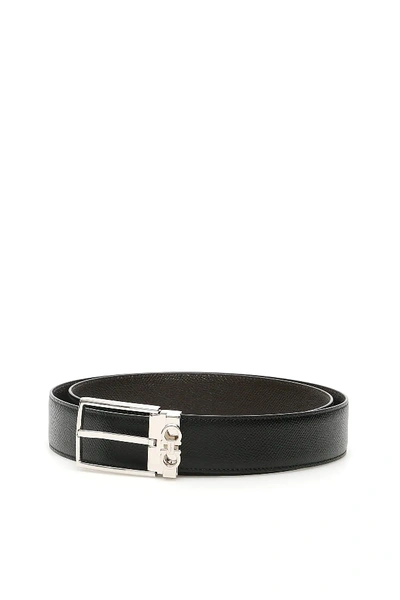 Ferragamo Reversible Gancini Belt In Black,brown