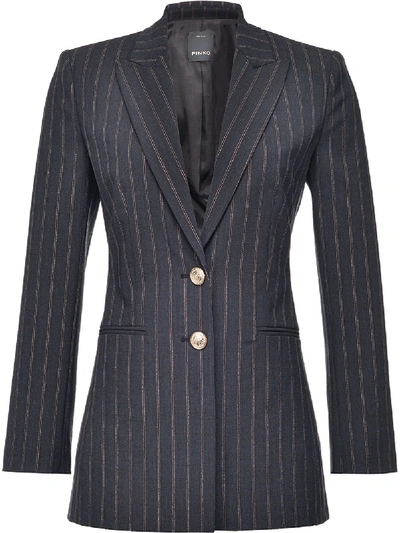 Pinko Pinstripe Fitted Blazer Jacket In Grey