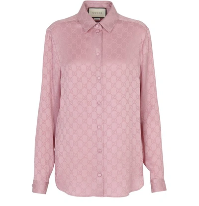 Gucci Paisley Silk Shirt In Peony Blush