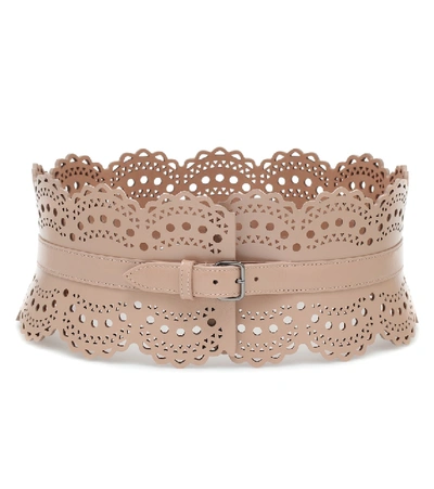 Alaïa Leather Corset Belt In Sand