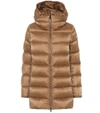 Moncler Ange Detachable Double-layer Down Coat In Brown