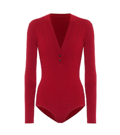 Alaïa Wool-blend Bodysuit In Red