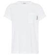 Brunello Cucinelli Bead-embellished Stretch-cotton Jersey T-shirt In White