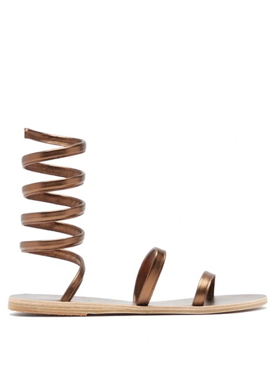 Ancient Greek Sandals Offis Spiral-strap Metallic-leather Sandals In Bronze