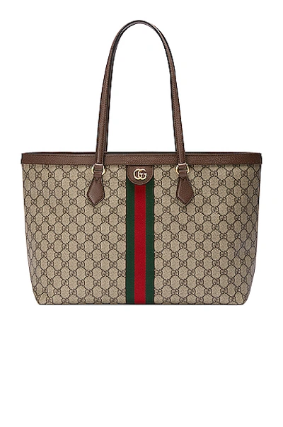 Gucci Ophidia Soft Gg Supreme Canvas Tote Bag With Web In Beige
