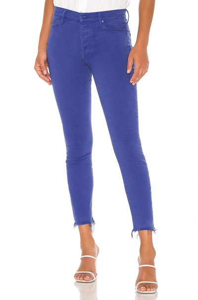 Mother The Stunner Ankle Fray Skinny Jeans In Tomato In Mazerine Blue