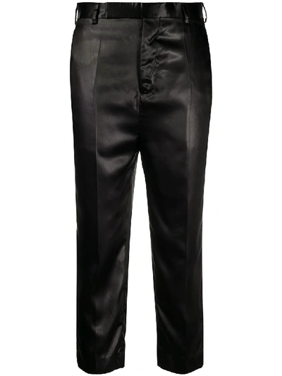 Rick Owens Straight Leg Cropped Trousers In Black