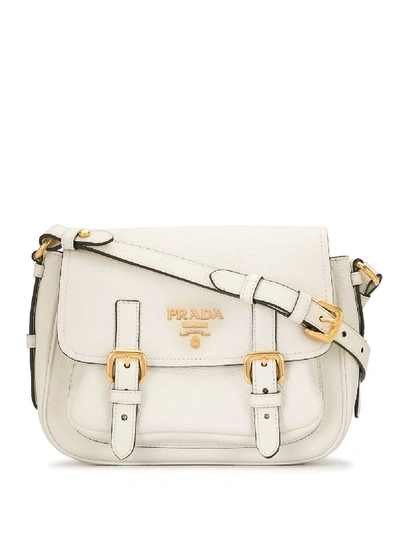 Pre-owned Prada Logo Lettering Crossbody Bag In White