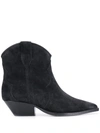 Isabel Marant Dewina Distressed Suede Ankle Boots In Black