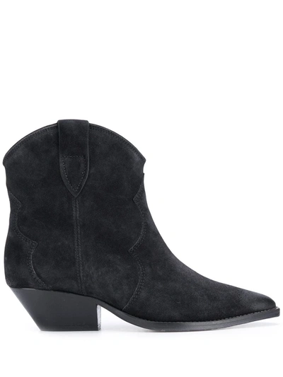 Isabel Marant Gray Dewina Ankle Boots In Black
