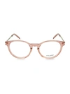 Saint Laurent 49mm Round Clear Core Blue Light Reading Glasses In Pink Transparent
