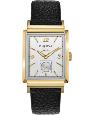 Bulova Men's Frank Sinatra My Way Black Leather Strap Watch 29.5 X 47mm In Silver