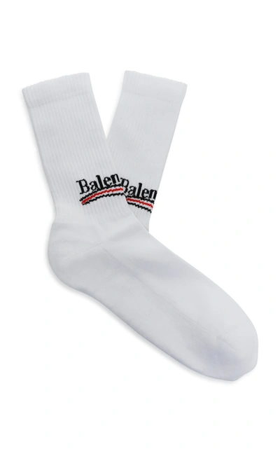 Balenciaga Intarsia Cotton-blend Socks In White