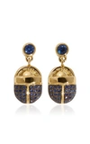 PAMELA LOVE PAVE SCARAB 18K YELLOW-GOLD AND SAPPHIRE DROP EARRINGS,830137