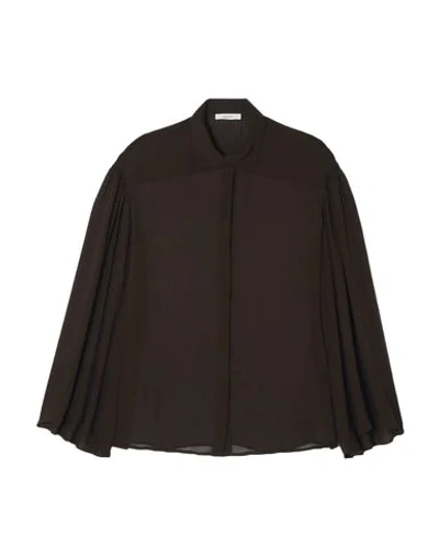 The Row Solid Color Shirts & Blouses In Dark Brown