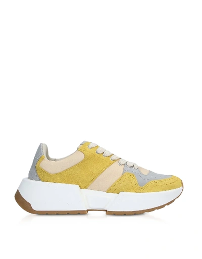 Mm6 Maison Margiela Gray And Yellow Platform Sneakers