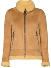 OFF-WHITE AVIATOR STYLE SUEDE SHEARLING COAT