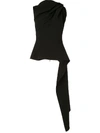 Maticevski High-neck Draped Peplum Top In Black