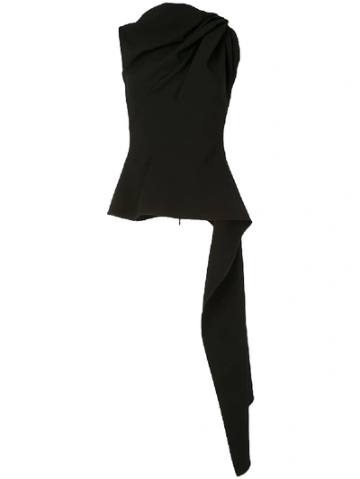 Maticevski High-neck Draped Peplum Top In Black