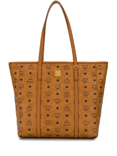 Mcm Toni Logo Medium Shopper Tote Bag In Brown