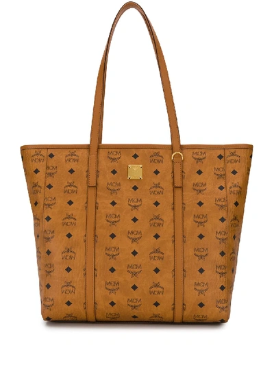 Mcm Medium Aren Tote Bag In Brown