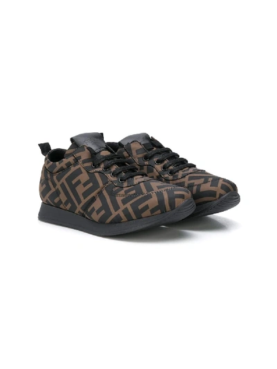 Fendi Kids' Zucca Monogram-print Trainers In Black