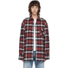 ACNE STUDIOS RED & BLUE FLANNEL PATCH SHIRT