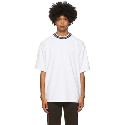 Acne Studios White Jacquard Logo T-shirt In Optic White