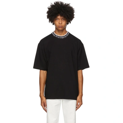 Acne Studios 黑色 And 白色 Logo Rib Extorr T 恤 In Black