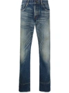 Saint Laurent Slim-fit Washed Denim Jeans In Blue