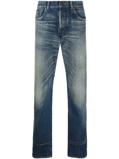 Saint Laurent Slim-fit Washed Denim Jeans In Blue