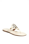Tory Burch Miller Logo-embellished Leather Sandals In Cream/ Bluewood/ Goldfinch