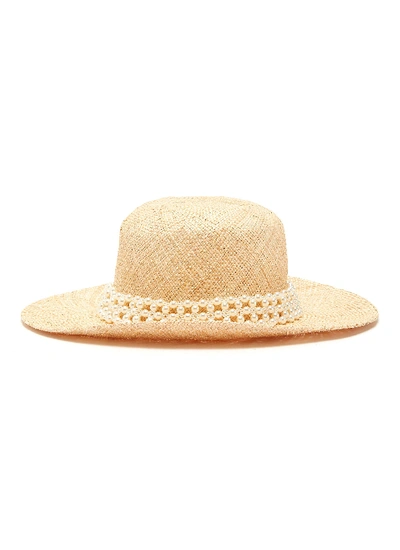 Laurence & Chico Pearl Embellished Straw Hat