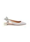 AQUAZZURA DREW BOW TIE SUEDE BALLERINA FLATS