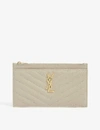 Saint Laurent Monogram Quilted Textured-leather Pouch