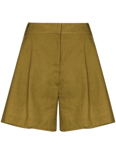 Asceno Madrid Organic Linen Shorts In Green