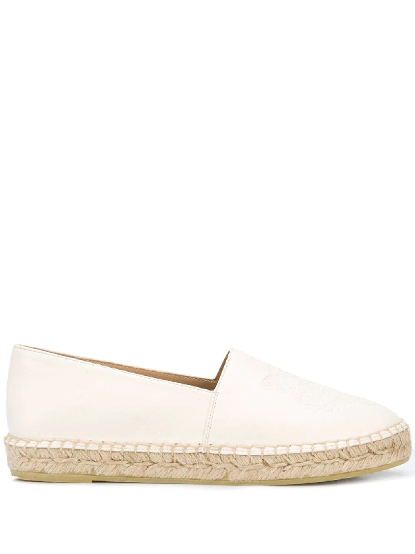 kenzo white leather espadrilles