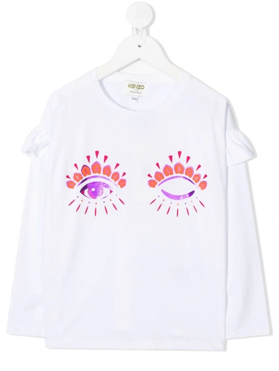 Kenzo Girls' Eyes Long Sleeve Tee - Little Kid, Big Kid In White