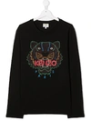 KENZO TEEN TIGER LOGO-PRINT TOP