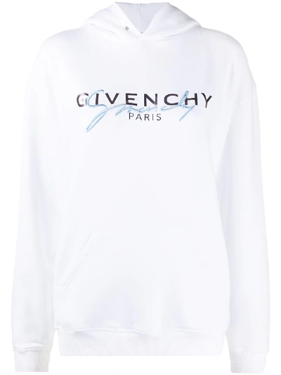 Givenchy Embroidered Logo Hooded Sweatshirt In White