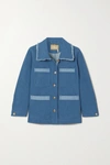 CHLOÉ FRAYED TWO-TONE DENIM JACKET