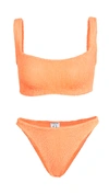 Hunza G Xandra Crinkled-effect Cropped Bikini In Orange