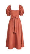SELF-PORTRAIT Rust Taffeta Midi Dress,SELFP30507
