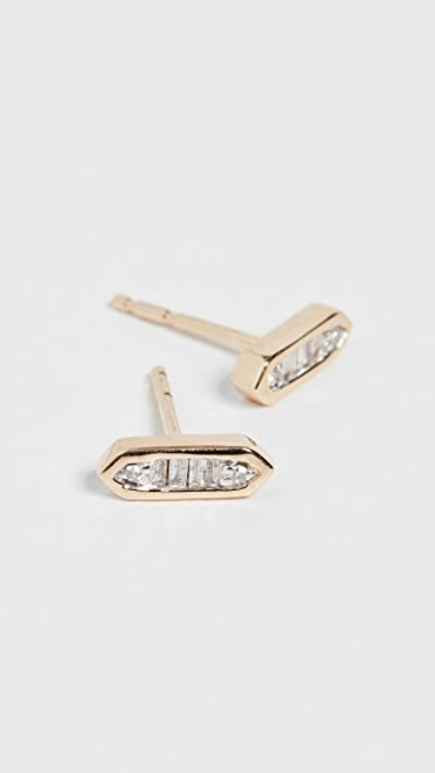 Adina Reyter 14k Baguette Bar Post Earrings In Yellow Gold