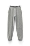 Alexander Wang Logo Elastic Jogger In Stretch Corduroy In Heather Grey