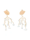 APPLES & FIGS SHELL CROWN 24KT GOLD-PLATED AQUAMARINE EARRINGS