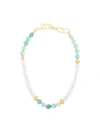 APPLES & FIGS BLUE LAGOON GOLD-PLATED QUARTZ NECKLACE