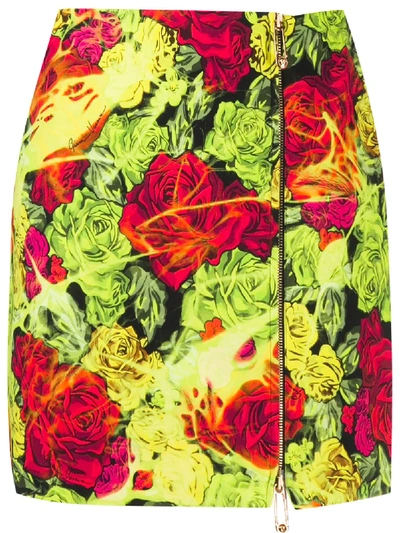 Versace Floral-print Skirt In Yellow