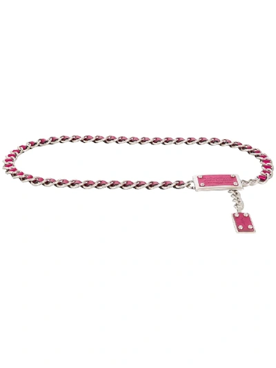 Dolce & Gabbana Logo Plaque Chain Belt In Rosa